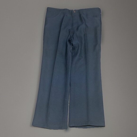 VTG Wrangler Made In USA 38x30 RANCHER BOOT Polyester JEANS Blue Measure Navy - Picture 2 of 4